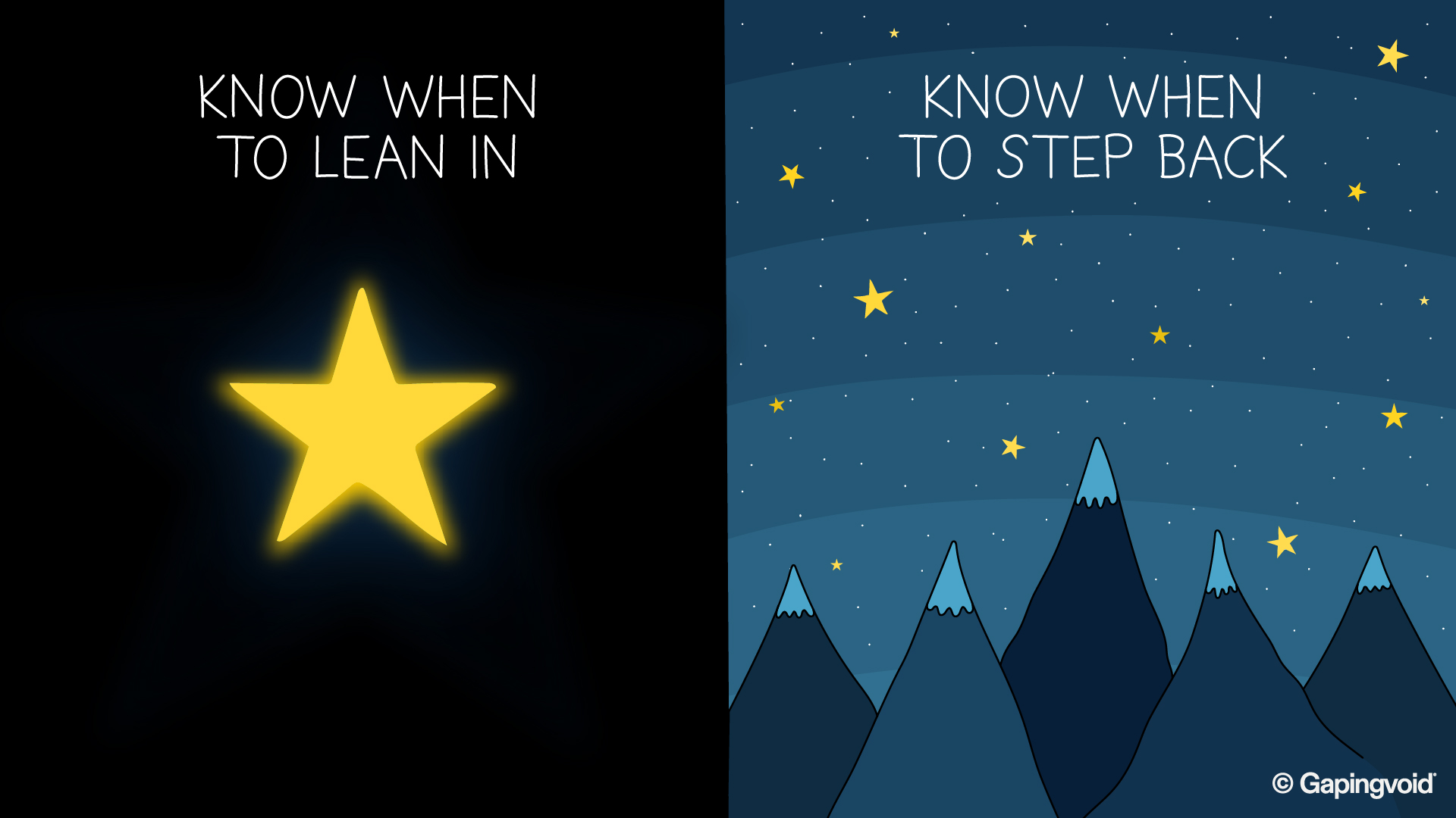 Know when to lean in, know when to step back — Gapingvoid